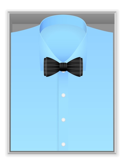 Вектор Синяя рубашка и галстук-бабочка в коробке