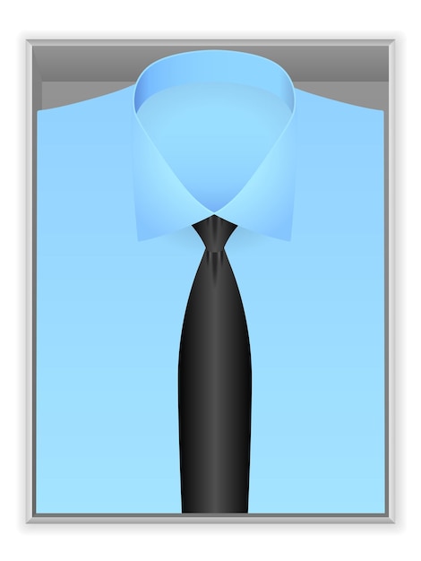 Vettore camicia blu e cravatta in scatola