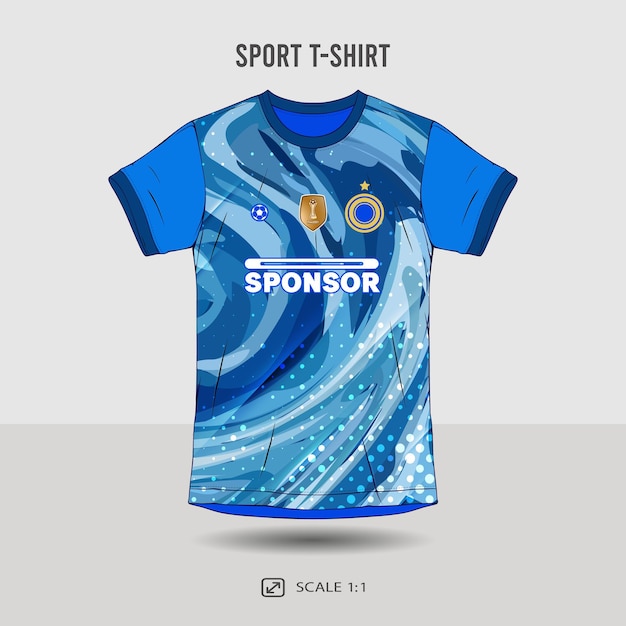 a blue shirt with the word sport on it