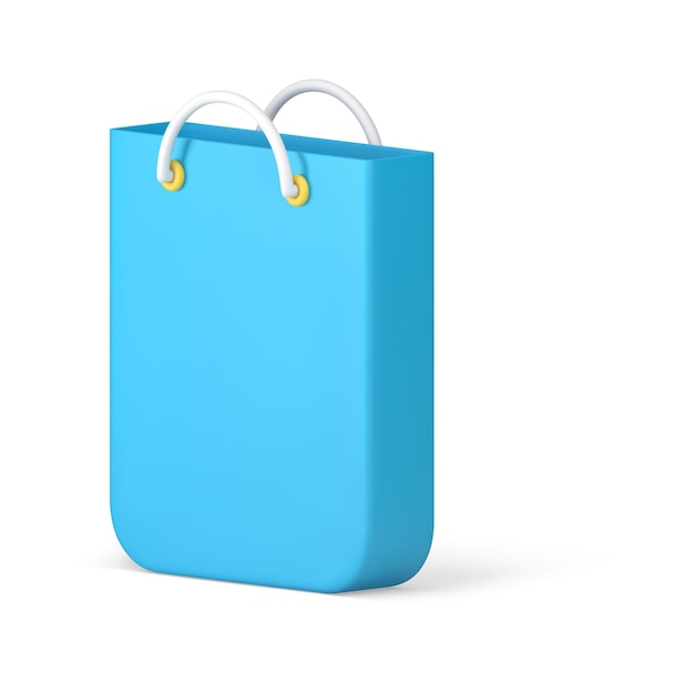 상품 판매 할인 소매 아이소메트릭 3d 아이콘 벡터 구매를 위한 파란색 쇼핑백 종이 패키지