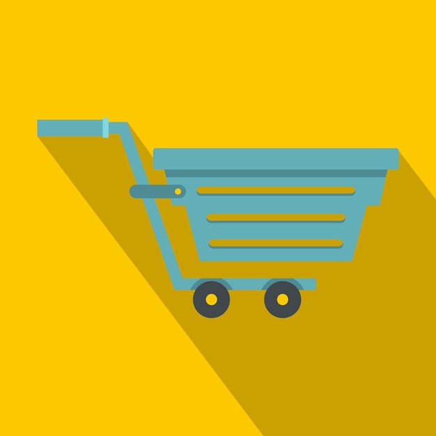 Blue shopping cart icon Flat illustration of blue shopping cart vector icon for web isolated on yellow background