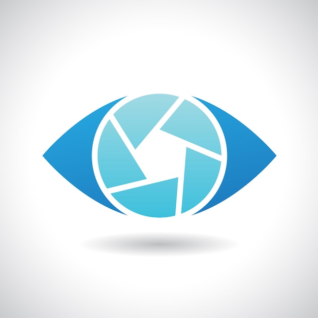 Blue Shutter Eye Logo Icon with a Shadow