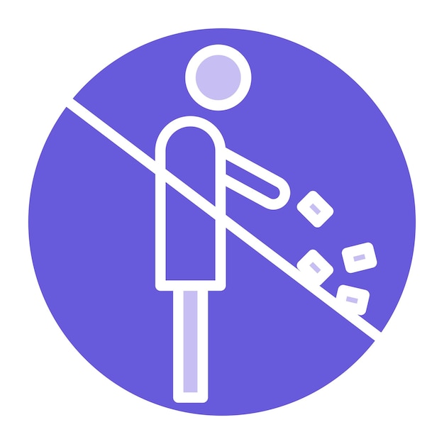 Vector a blue sign with a man and a stick in the middle of it