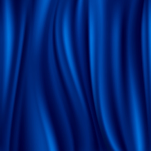 Vector blue silk, satin material wavy luxury background. soft and smooth fabric illustration