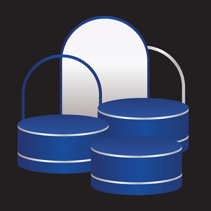 Vector blue and silver 3d podium vector illustration