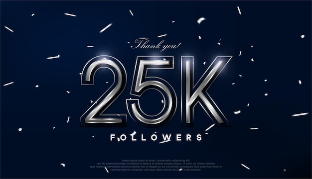 Blue silver design for greeting to 25k followers celebration
