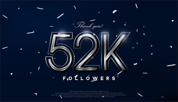 Blue silver design for greeting to 52k followers celebration