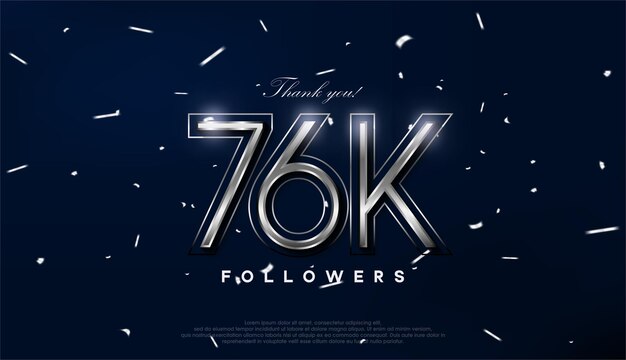blue silver design for greeting to 76k followers celebration