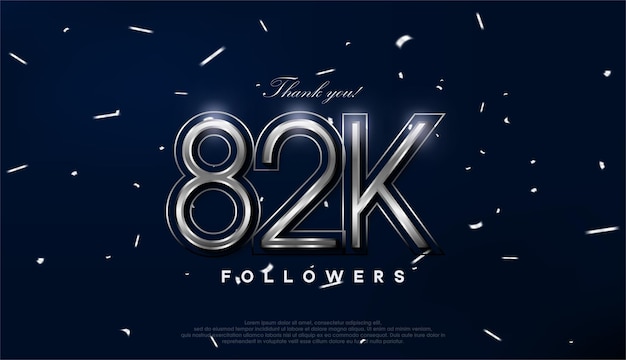 Vector blue silver design for greeting to 82k followers celebration