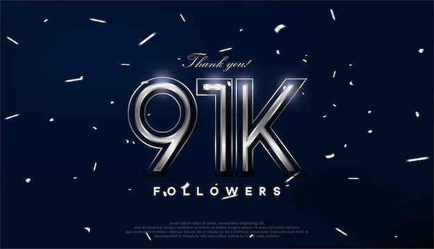 Blue silver design for greeting to 91k followers celebration