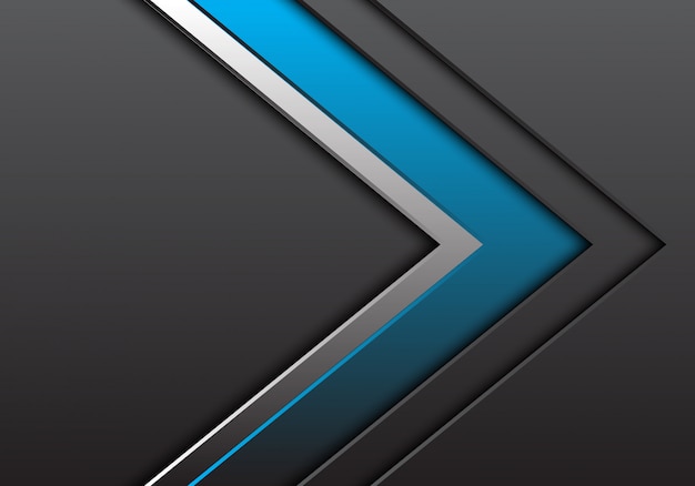 Freccia blu argento grigio con sfondo di direzione spazio vuoto.