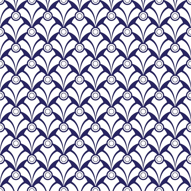 Blue simple art deco wave pattern