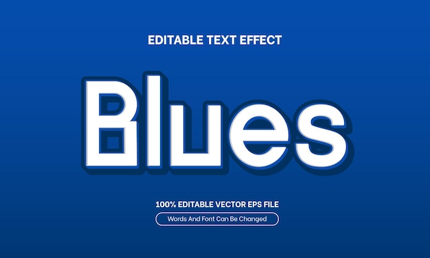 Blue simple elegant 3d text effect editable text effect