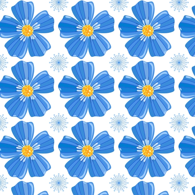 Vector blue simple flowers vector seamless pattern print pattern fabric wallpaper