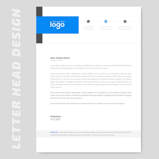 Blue simple letterhead