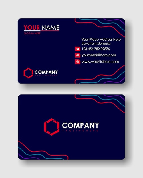 Vector blue simple modern business card