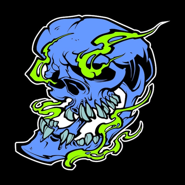 Vector blue skull head