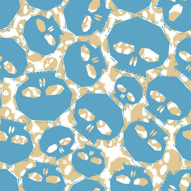 Vector blue skulls seamless pattern geometric contemporary style repeating vector background best for use as web backgrounds and wallpapers