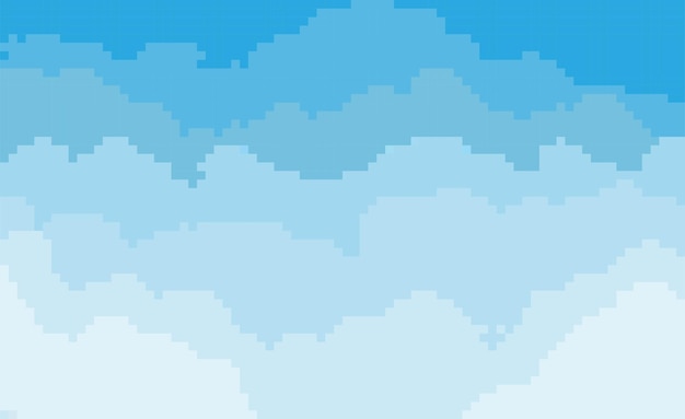 Vector blue sky background in pixel art style