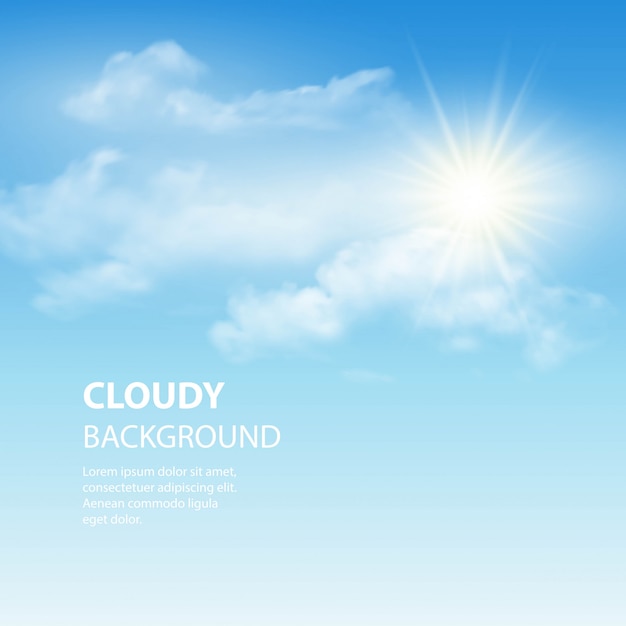 Vector blue sky background with tiny clouds