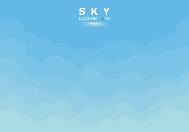 Vector blue sky and clouds background paper cut style