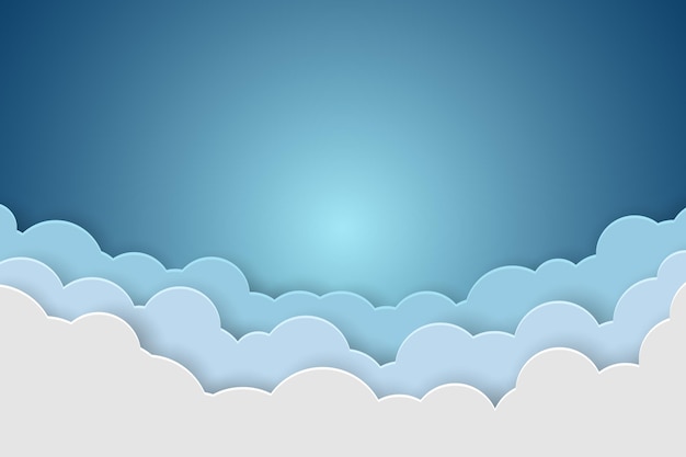 Blue sky and clouds paper background illustration