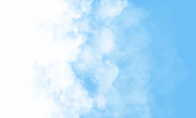 Blue sky and clouds watercolor background