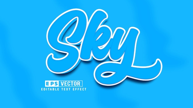 Blue Sky Editable Text Effect Vector 3d Style