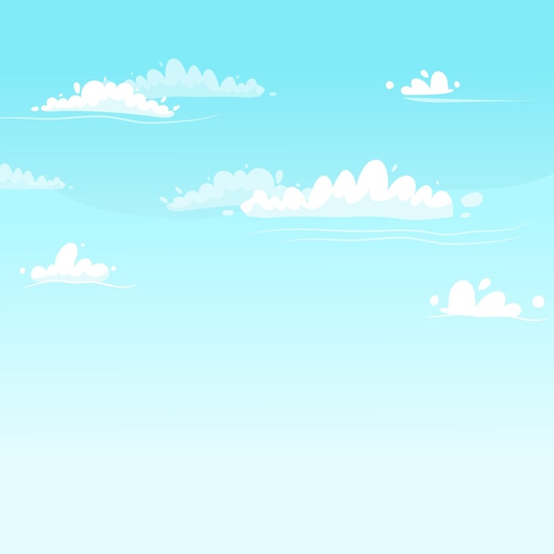 Vector blue sky gradient background with white clouds