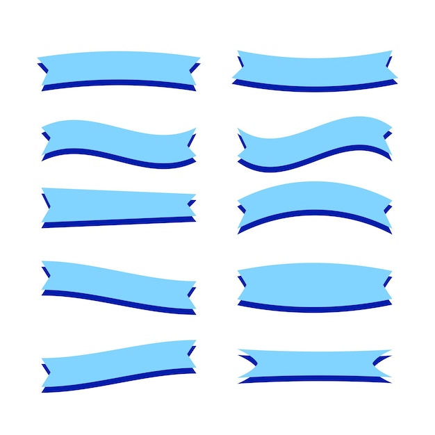 Blue sky Ribbon flat banners set vector