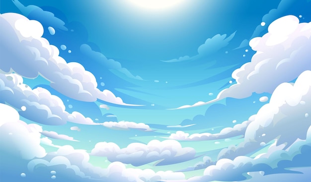 Vector blue sky skyscape with clouds background