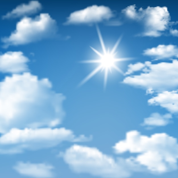 Vector blue sky sunny cloudscape background