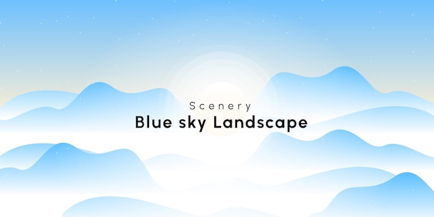Vector blue sky with sun landscape