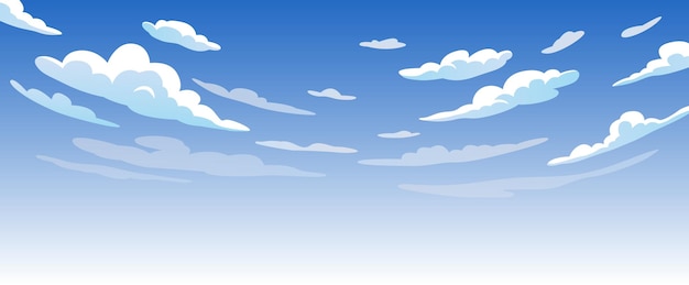 Vector blue sky with white clouds clear sunny day