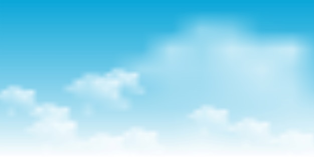 Vector blue sky with white clouds  illustration