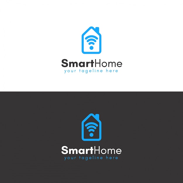 Blue smart home logo design