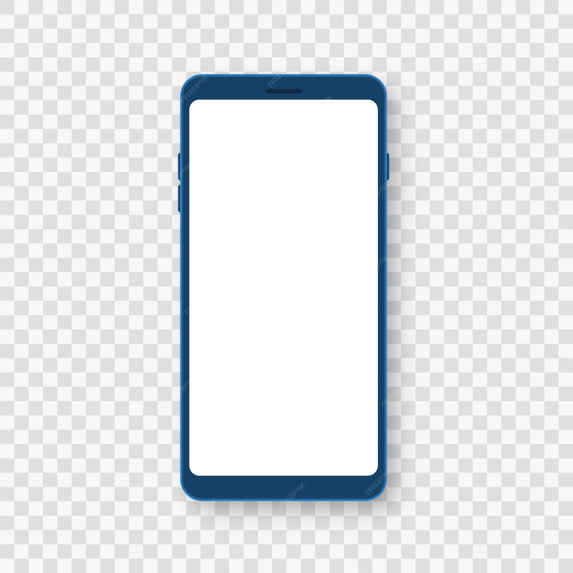 Premium Vector | Blue smartphone on transparent background mobile phone  mockup with white screen vector