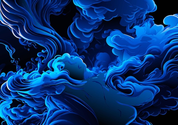 Vector blue smoke on a black background