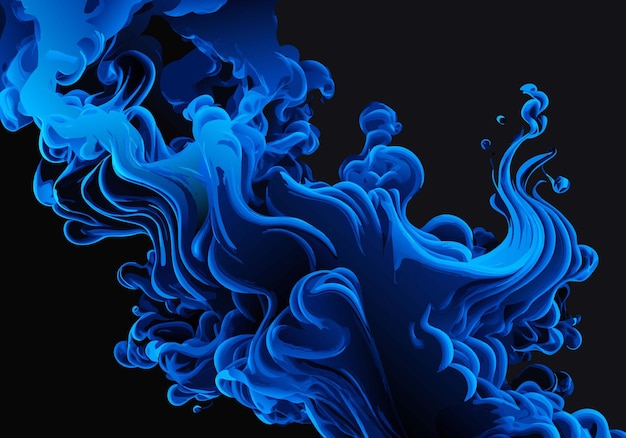 Vector blue smoke on a black background