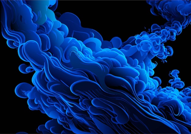 Vector blue smoke on a black background