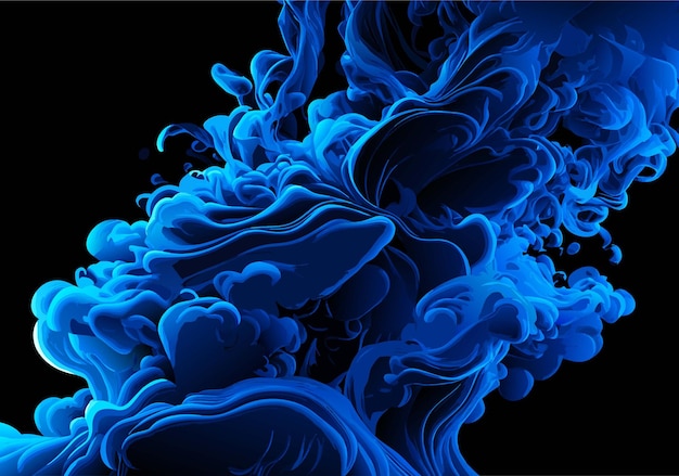 Vector blue smoke on a black background