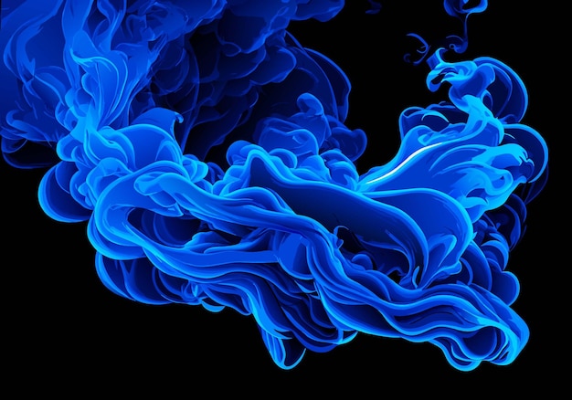 Vettore fumo blu su sfondo nero