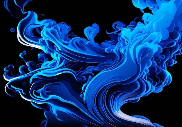 Vector blue smoke on a black background