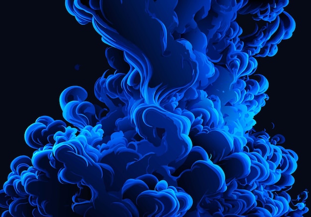 Vector blue smoke on a black background