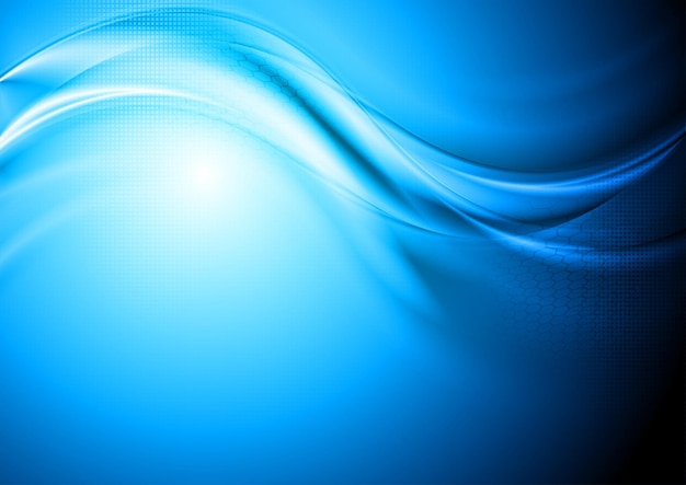 Vector blue smooth tech wavy background vector design