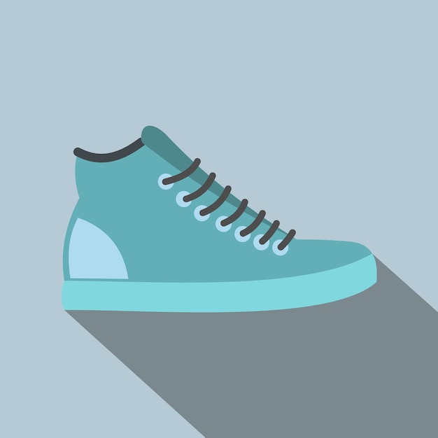 Blue sneakers flat icon on a light blue background