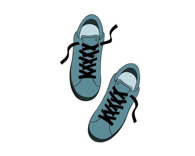 Вектор Синие кроссовки или кроссовки, вид сверху.