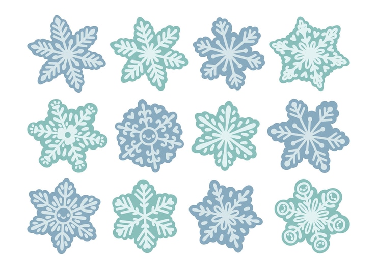 Vector blue snowflakes set isolated on white background vector illustration