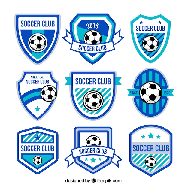 Vector blue soccer badges