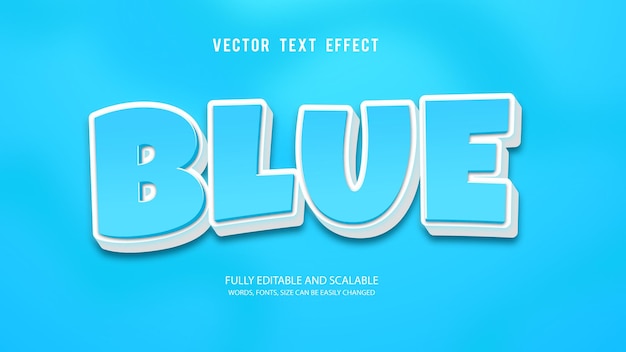 Blue soft color editable text effect vector 3d style